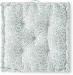 Peri Home Floor Pillow for Adults, Square, Oversized, 100% Cotton Large Floor Cushion Seating, Vine Floral Printed and Tufted, 24x24, Blue