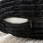 MIULEE Pack of 2 Corduroy Decorative Lumbar Throw Pillow Covers 20x12 Inch Soft Boho Striped Pillow Covers Modern Farmhouse Home Decor for Halloween Sofa Living Room Couch Bed Black