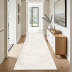 2x8 Hallway Runner Rug: Washable Vintage Floral Entryway Rugs Low Pile Non-Slip Boho Carpet for Kitchen, Bedroom, Bathroom, Dining Room (FloralBeige, 2'x8')