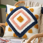 Merrycolor Boho Pillow Covers 20x20 Modern Geometric Diamond Boho Pillows Decorative Throw Pillow Cases Blue Pink Soft Woven Tufted Pillow Cushion for Couch Sofa Bedroom Living Room