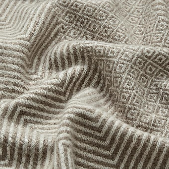 CREVENT 50"X60" Farmhouse Breathable Soft and Warm Classic Throw Blanket for Sofa Couch Bed, Faux Cashmere Home Decoration Throw with Tassles (Coffee)