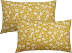 Yellow Pillow Covers 12x20 Set of 2 Vintage Floral Rustic Old Style Cute Flower Print Rectangle Decorative Outdoor Pillowcases Seasonal Farmhouse Throw Cushion Case Couch Sofa Bed Decor