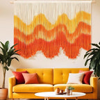 Tiamon Boho Wall Decor - 59''W x 35.4'' L Macrame Wall Hanging Dip-Dye Large Tapestry Art for Home Bathroom Farmhouse Bedroom Living Room Office Natural Modern Rustic Decoration