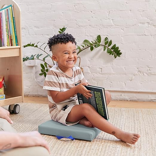 ECR4Kids SoftZone Square Floor Cushions with Handle, Flexible Seating, Grey, 6-Piece