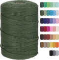 Cotton Macrame Cord 3mm 328yards Natural Colored Macrame Supplies, Soft Craft Cotton Rope for Plant Hanger Wall Hanger Dreamcatcher (Olive Green)