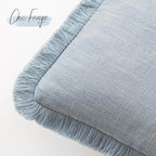Foindtower Set of 2 Decorative Linen Fringe Throw Pillow Covers Boho Farmhouse Cushion Cover with Tassels Soft Accent Pillowcase for Couch Chair Sofa Bed Living Room Home Decor,20×20 Inch,Sky Blue
