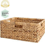StorageWorks Extra Large Wicker Baskets for Organizing, Water Hyacinth Storage Basket with Built-in Handles, 1 Pack