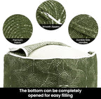 AELS Unstuffed Boho Textured Pouf Cover, Organic Modern Mid Century Rainbow Tufted Storage Bean Bag Cubes, Farmhouse Square Ottoman Pouf Foot Rest Footstool, 18"x18"x18", Cover ONLY, Olive Green