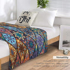 Vintage Bohemian Throw Blanket Colorful Mandala Indian Pattern Blanket for Sofa Bed Couch Chair Or Dorm 50"x60"