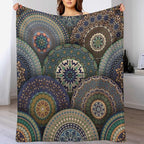 Indian Bohemian Throw Blanket Mandala Design Colorful Boho Floral Pattern Paisley Blanket for Sofa Bed Couch Chair Or Dorm 50"x60"