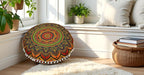 CRAFT KALA 22" Floor Pillows Cover for Sitting, Large Meditation Cushions Cover for Adults, Bohemian Mandala Round Pouf Seating Ottoman Cover for Outdoor Yoga and Living Room New Blue Ombre