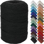 NOANTA Black Macrame Cord 3mm x 328yards, Colored Macrame Rope, Cotton Rope Macrame Yarn, Colorful Cotton Craft Cord for Wall Hanging, Plant Hangers, Crafts, Knitting