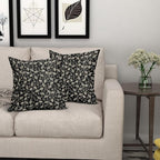 Vintage Flower Pillow Covers 16x16 Set of 2 Rustic Old Style Cute Small Floral Black Cream Decorative Throw Pillows Outdoor PillowCase Farmhouse Linen Cushion Case Decor for Home Sofa Couch Bed