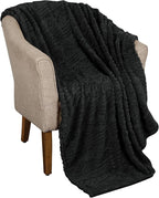 Superior Fleece Boho Jacquard Blanket, Decorative Blankets for Bedroom, Sofa, Fuzzy, Plush, Fluffy, Soft, Cute Room Decor, Beautiful Cover, Comfort Essentials, Arctic Collection, King, Black