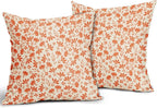 Orange Floral Pillow Covers 16x16 Set of 2 Vintage Rustic Old Style Cute Small Flower Orange Cream Print Decorative Outdoor Pillowcases Fall Farmhouse Throw Cushion Case Decor for Couch Sofa Bed