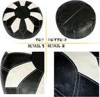 Thgonwid Unstuffed Moroccan Faux Leather Pouf Ottoman with Storage - Handmade Boho Chic Multi-Use Footrest for Living Room, Bedroom, Patio - Round Ethnic Floor Cushion & Decorative Accent, Black&White
