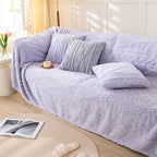 YUSOKI Sherpa Large Throw Blanket Single Layer,Light Weight(1.7lb),370GMS-3D Stylish Design for Gift Home Decor (Lavender Fog,50"x65",50"x65")