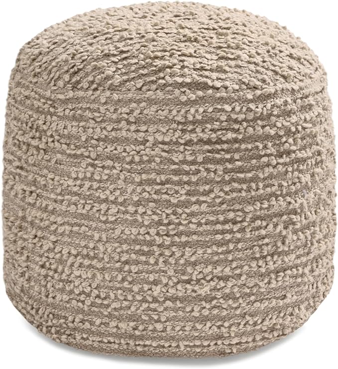 Anji Mountain Pouf Ottoman Foot Rest, Handmade Ottoman Pouf, Comfortable Foot Stool, Decorative Floor Seating for Living Room Decor, Bedroom & Home Décor Accent - Artisan Curl