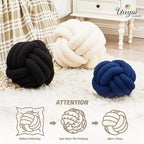 Uvvyui Knot Pillow Ball, Soft Home Decorative Pillows, Round Throw Pillow, Handmade Knotted Plush Pillow, Round Boucle Pillow Cushion (Medium (Pack of 1) Cream)
