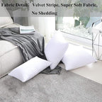 Home Brilliant Set of 2 Decorative Pillows for Couch Pillow Protectors for Sofa, Stripes Velvet, 55x55 cm, 22 x 22 Inch, Pure White