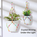 2 Pack Macrame Plant Hanger Small (6" Pot), Glass Beaded Plant Hangers Indoor Outdoor | Colorful Hanging Planters, Hanging Plants Holders | NO Pot/Plants Included (2PK, for 6 inch)