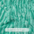 NEWCOSPLAY Super Soft King Blanket Aqua Premium Silky Flannel Fleece 3D Ribbed Jacquard Lightweight Bed Blanket All Season Use (Aqua Ribbed, King(90"x110"))
