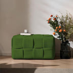 Ottoman Foot Rest Soft and Comfortable Ottoman Square Corduroy Woven Design Sofa Stool (Green-L)