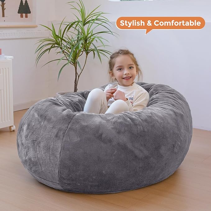 MAXYOYO 3 in 1 Kids Bean Bag Chair Bed, Child Floor Sofa for Gaming, Reading, Faux Fur Floor Mattress with High-Density Foam Filling for Living Room Bedroom