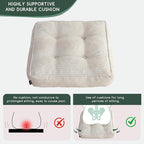 HIGOGOGO Tufted Corduroy Recliner Seat Cushion for Elderly, 20x20x6 Inch Extra Large Square Seat Cushion for Recliner Chair, Floor Pillow, Office Chair, Car, No Pressure on Thighs, Beige
