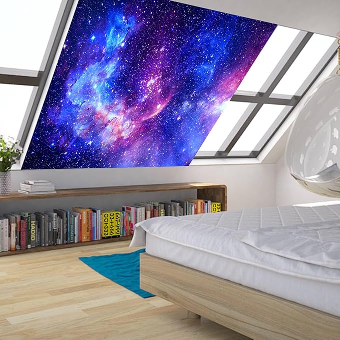 Blacklight Galaxy Tapestry for Bedroom Aesthetic Space Starry Sky Stars Universe Backdrop Black Light Poster Decor Wall Hanging Glow in the Dark Tapestry for Living Room Dorm Home Decoration(51"X60")