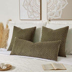 Kevin Textile 20x54 Inch Long Body Lumbar 1 Pack Boho Decorative Throw Pillow Cover Soft Striped Corduroy Rectangle Cushion Case Farmhouse Accent for Living Room Couch Sofa Bed, Olive Green