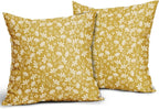 Yellow Pillow Covers 18x18 Set of 2 Vintage Floral Rustic Old Style Cute Flower Print Decorative Outdoor Pillowcases Seasonal Farmhouse Throw Cushion Case Decor for Couch Sofa Bed