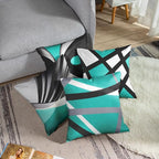 Emvency Set of 4 Teal Throw Pillow Covers Modern Abstract Black Grey Stripes Gray White Acrylic Bold Decorative Pillow Cases Home Decor Square 18x18 Inches Pillowcases