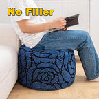 Asuprui Fluffy Flower Pouf Ottoman Cover Only – 20"x14" Round Plush Fuzzy Pouf Shell for Footrest, Stool or Floor Seat, Soft Removable Home Decor (No Insert Included) (Navy Blue)
