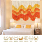 Tiamon Boho Wall Decor - 59''W x 35.4'' L Macrame Wall Hanging Dip-Dye Large Tapestry Art for Home Bathroom Farmhouse Bedroom Living Room Office Natural Modern Rustic Decoration