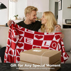 Joiedomi Throw Blanket for Couch Bed Sofa, Knitted Blankets Gifts for Valentine's Day, Cozy Cute Soft Red Throw Home Room Decor Aesthetic for Women Mothers Birthday Gifts 50x60 Inches