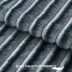 Pallene Faux Fur Plush Throw Pillow Covers 24x24 Set of 2, Luxury Soft Fluffy Striped Decorative Pillow Covers for Sofa, Couch, Living Room, Ombre Blue