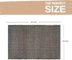 Green Jute & Cotton Braided Rug Rectangle 20" x 30" – Reversible Soft Mat for Entryway, Kitchen, Bathroom