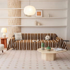 VClife Sofa Cover Bohemian Striped Pattern Couch Cover for 3 Cushion Sofa - Caramel Brown Creamy White Textured Sofa Slipcover Washable Furniture Protector for Couch Decorative Couch Cushion Cover
