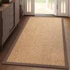 Washable Runner Rug 3x5 Jute Like Entryway Indoor Runner Mat Rugs Non Slip, Woven Soft Farmhouse Area Boho Floor Carpet for Hallway Kitchen Laundry Hall Backdoor Bedroom Living Room, Brown