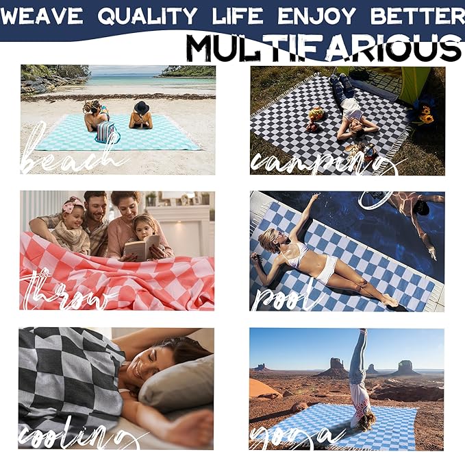 Large Picnic Blanket Outdoor Law Park Grass Patio Mat Manta Para Soft Car Travel Essentials Road Trip Summer Vacation Stuff Outside Accessories Roadtrip Camping Gear Rv Must Haves Glamping Tent Gadget