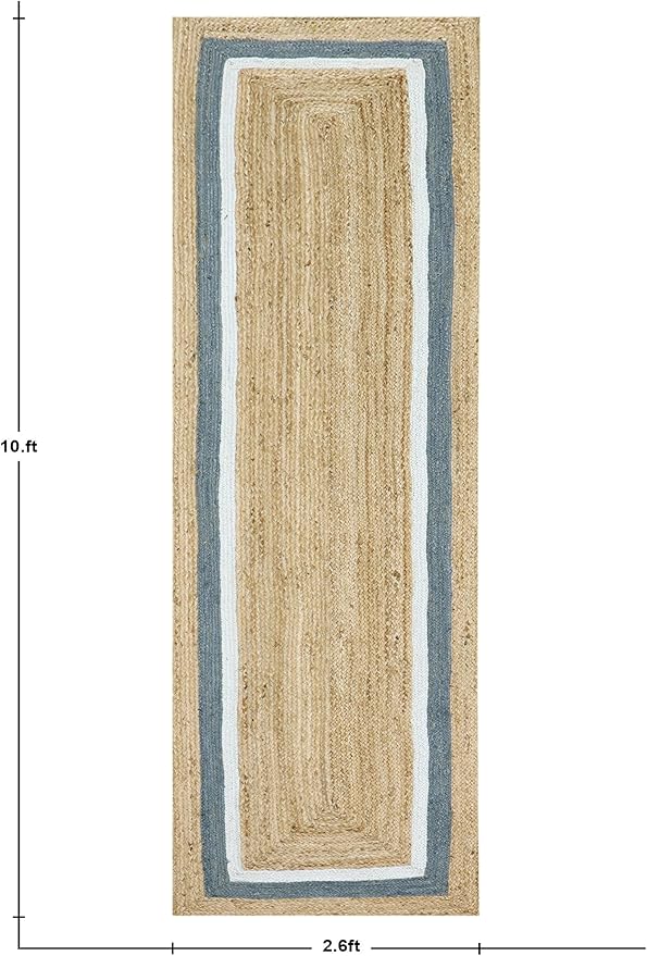 Heavy Material Hand Braided Jute Rug 4x20 Kilim Runner Natural Jute Beige Multi Hand Woven Rug Flatweave Runner Indoor Outdoor Rugs for Bedside Corridor Kitchen Balcony