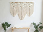 oiikain Large Handmade Boho Macrame Wall Hanging Tapestry - Chic Bohemian Woven Home Decor art for Living Room, Bedroom, and Wedding Parties (Beige, twelve rhombus)