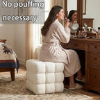 White Square Ottoman 17''3 Cube Pouf Installed,no Vacuum,Sturdy Wooden Frame,Capacity 330 lbs,Modern Sofa Stool Fuzzy Sherpa Footstool,Foot Rest,Cube Boucle,Vanity Stool,for Couch Living Room