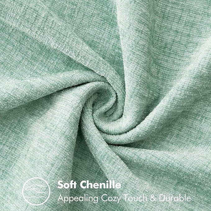 MIULEE Pack of 2 Couch Throw Pillow Covers 20x20 Inch Aqua Green Farmhouse Decorative Pillow Covers with Stitched Edge Soft Chenille Solid Dyed Spring Pillow Covers for Sofa Bed Living Room