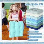 Gerrii 8 Pieces Floor Cushions for Kids Classroom Flexible Floor Seating Cushions Floor Pillows for Home School Kindergarten Daycare Nursery(Blue and Green Series,Square)