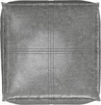 SIMPLIHOME Brody Square Pouf - 18 inch Wide Upholstered Vegan Leather Ottoman in Distressed Grey, Boho Footstool, Coffee Table or Extra Seating for Living Room or Bedroom, Assembled