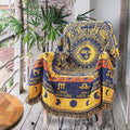 Boho Throw Blankets Woven Reversible Cotton Bohemian Tapestry Hippie Room Decor Witchy Astrology Zodiac Celestial Constellation Carpet Bed Recliner Chair Couch Sofa Cover Double Sided 50"x70"