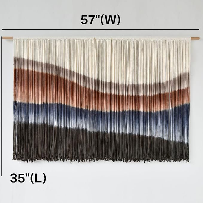 Large Macrame Wall Hanging Tie-Dye Boho Wall Art Fiber Art Decor for Living Room Bedroom or Backdrop 57" W x 35" L