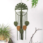 Large Tree of Life Dream Catchers, Macrame Wall Hanging, Boho Woven Tapestry, Macrame Wall Decor Art for Adults Boys Girls Bedroom Wedding Party, Festival Blessing Gift (Green & Brown)